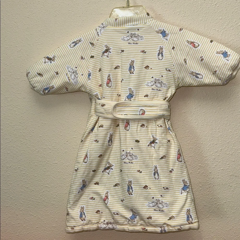 Peter Rabbit Beatrice Potter Quilted Striped Yellow Rabbit Print Kimono Wrap 6M